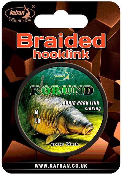 Поводковый материал Katran Braided Hook Links Korund 20m (Green Black) 15lb 35000115 фото