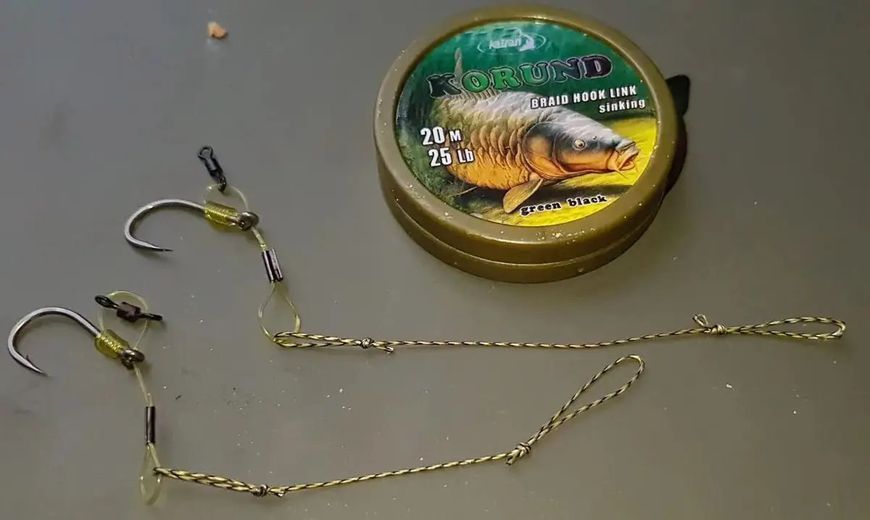 Поводковый материал Katran Braided Hook Links Korund 20m (Green Black) 15lb 35000115 фото
