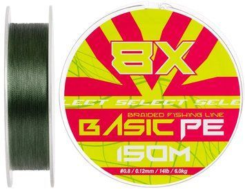 Шнур Select Basic PE 8X Green 150m #0.8/0.12mm 14lb/6kg 18703133 фото