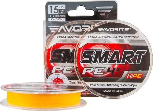 Шнур Favorite Smart PE 4x 150м (оранж.) #3.0/0.296мм 15.5кг 16931022 фото