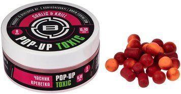 Бойлы Brain Toxic Pop-Up Krill & Garlic (креветка + чеснок) 10mm + 8x12mm 34g 18582205 фото