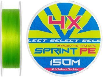 Шнур Select Sprint PE 4X Light Green 150m #0.2/0.06mm 7lb/3.1kg 18708221 фото