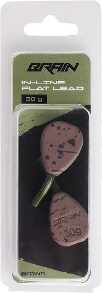 Грузило Brain In-Line Flat Lead 30g 2шт/уп Brown 18583212 фото
