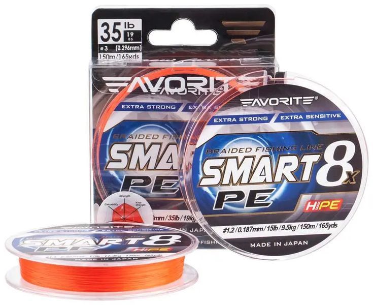Шнур Favorite Smart PE 8x 150м (sky blue) #0.5/0.117 mm 8lb/4.1 kg 16931070 фото