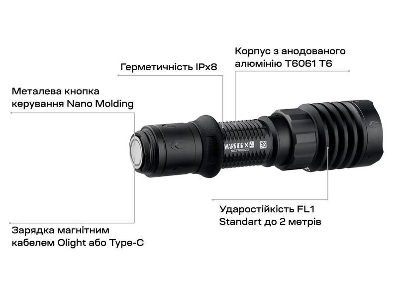 Ліхтар Olight Warrior X 4 Matte&nbsp;Black 23704376 фото