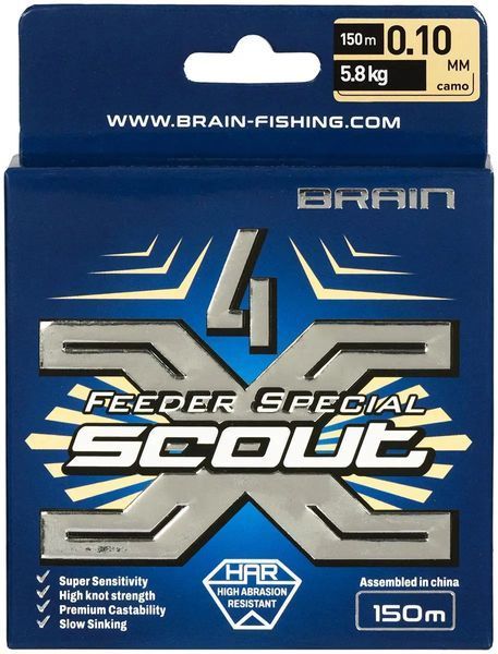 Шнур Brain Scout 4X 150m (camo) 0.100mm 5.8kg 18585480 фото
