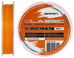 Волосінь Brain Classic Carp Line (solid orange) 300m 0.25mm 15lb 6.6kg 18588097 фото