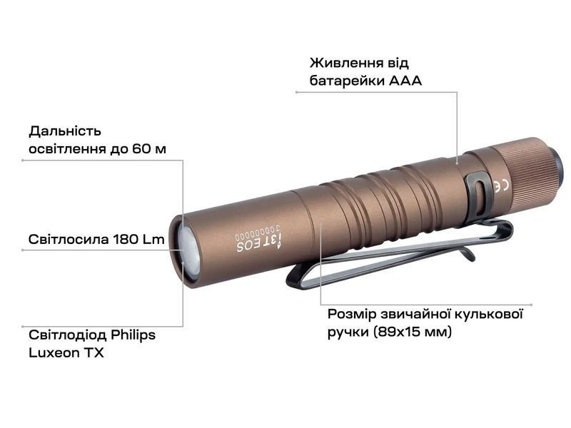 Ліхтар Olight I3T EOS Desert Tan 23703099 фото